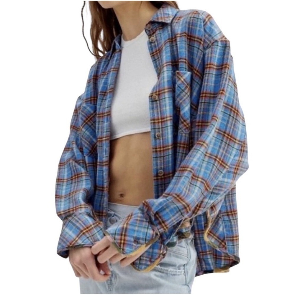 Urban Outfitters BDG Womens Top XS Button Down Shirt Plaid Longsleeve Casual